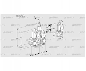 VCS1E25R/25R05NLWR6/PPPP/BSPP (88104800) Сдвоенный газовый клапан Kromschroder