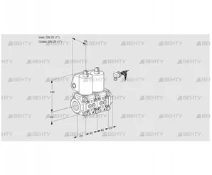 VCS1E25R/25R05NNWL/PPPP/PPPP (88102020) Сдвоенный газовый клапан Kromschroder