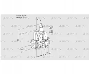 VCS1E15R/15R05NLVWR3/PPPP/PPPP (88100750) Сдвоенный газовый клапан Kromschroder