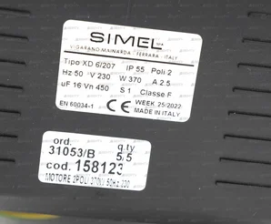 Электродвигатель Simel XD 6/207, 370 Вт