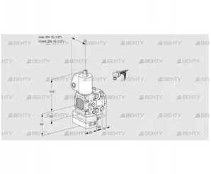 VAG1E15R/15R05FGEVWL/PP/PP (88106330) Газовый клапан с регулятором соотношения Kromschroder