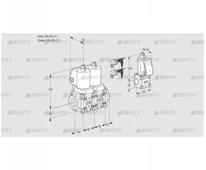 VCS1E25R/25R05NNWGL8/BSPP/MMMM (88104307) Сдвоенный газовый клапан Kromschroder