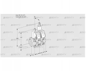 VCS1T15N/15N05NLQR/PPPP/PPPP (88100425) Сдвоенный газовый клапан Kromschroder