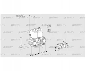 VCS1E25R/25R05NNWL3/PPPP/-3PP (88103711) Сдвоенный газовый клапан Kromschroder