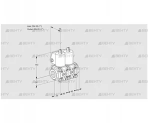 VCS1E25R/25R05NNWL/PPPP/PPPP (88106871) Сдвоенный газовый клапан Kromschroder